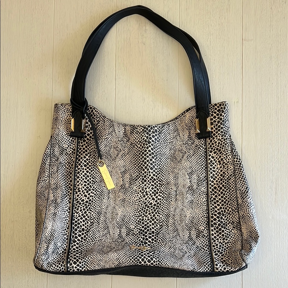 Jessica Simpson Black and White Snakeskin Shoulder Bag